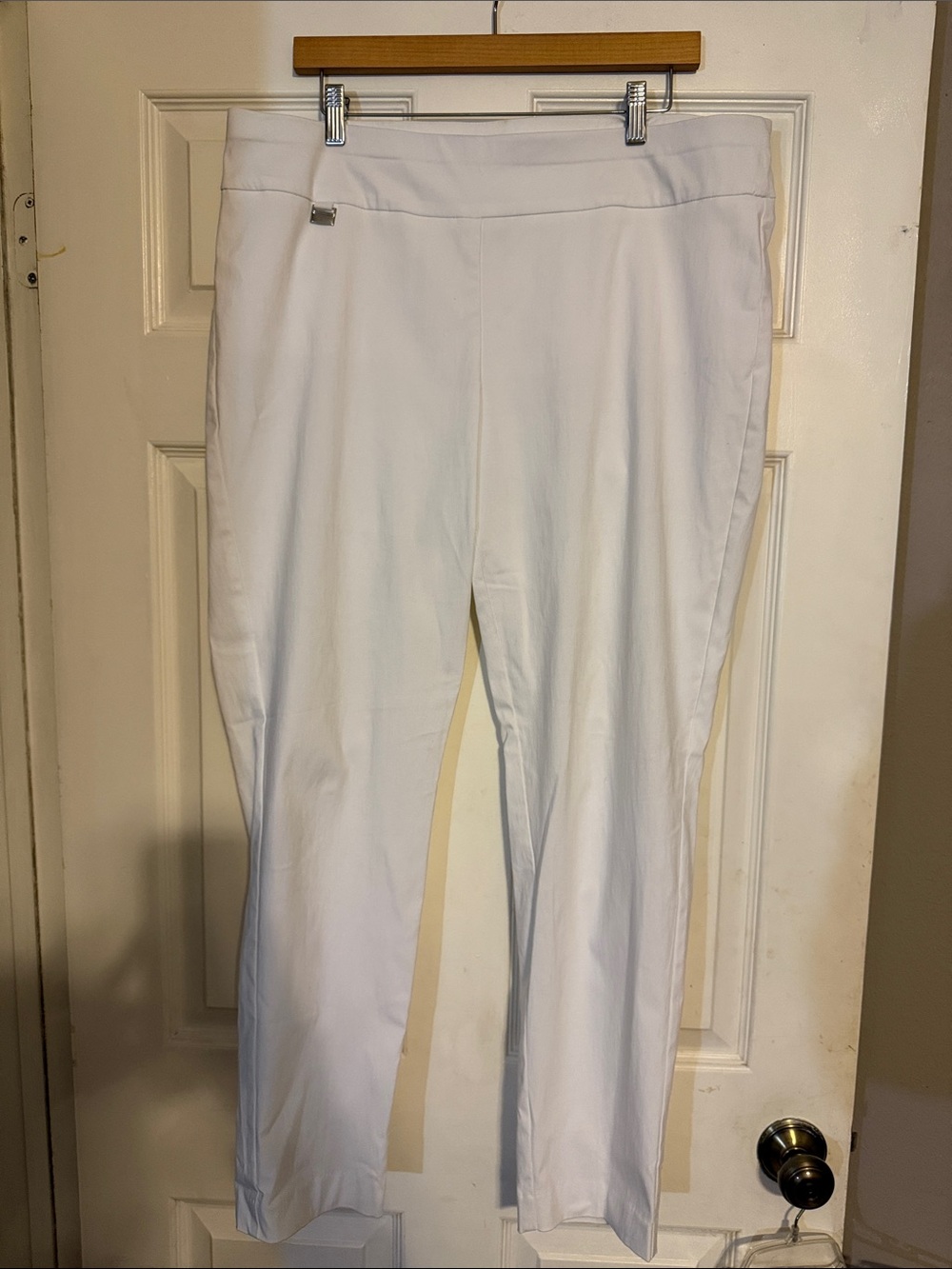 Alfani White Straight-Leg Pull-On Pants